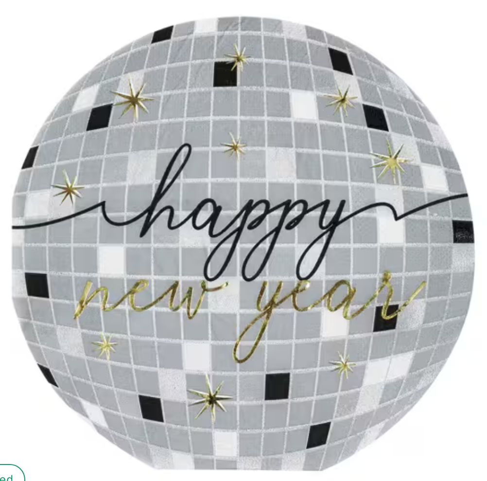 Happy New Year Disco Ball Shaped Napkins