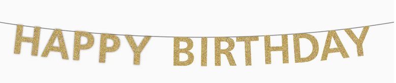 Gold Glitter Happy Birthday Banner