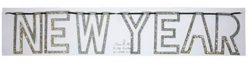 Happy New Year Silver Glitter Garland by Meri Meri