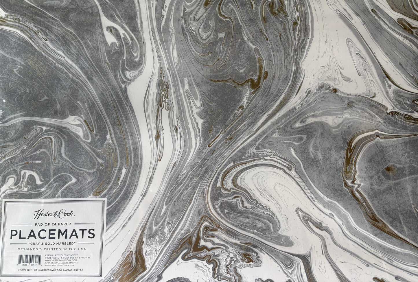 Paper Placemats Gray and Gold Marble