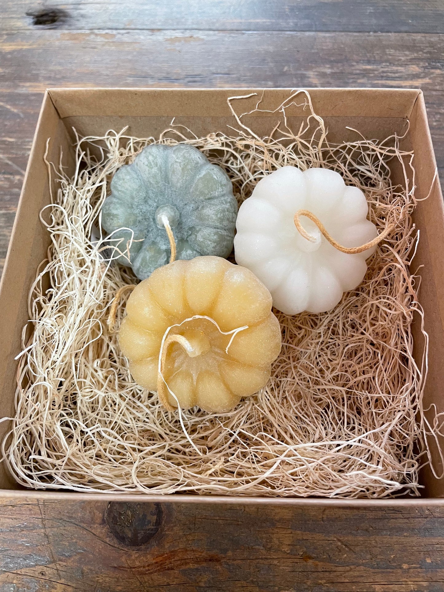 Pumpkin Shape Beeswax Candle Set