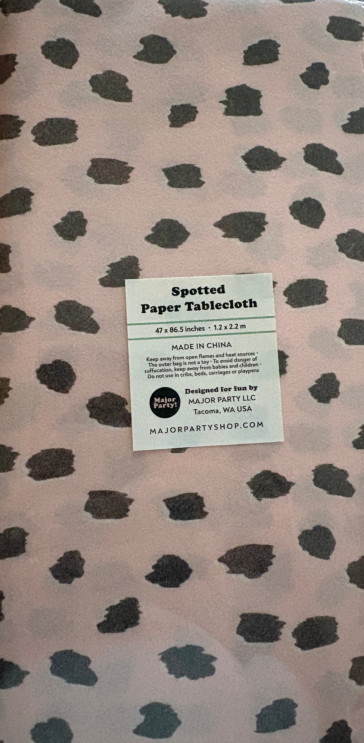 Pink and Gray Spotted Paper Tablecloth