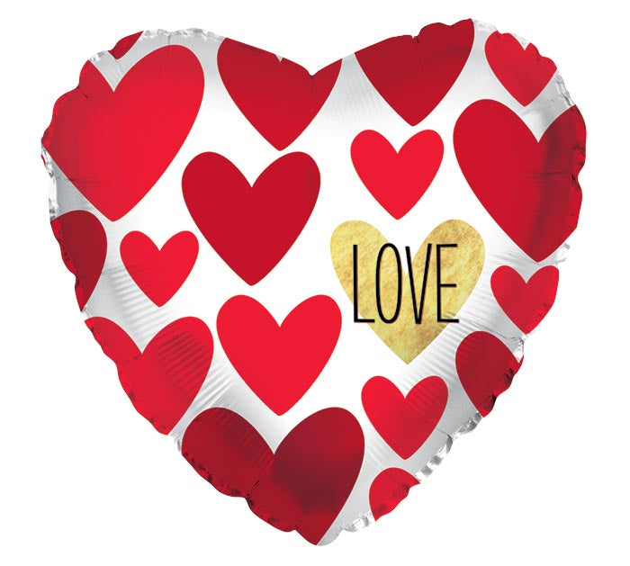 Love foil balloon, love golden heart