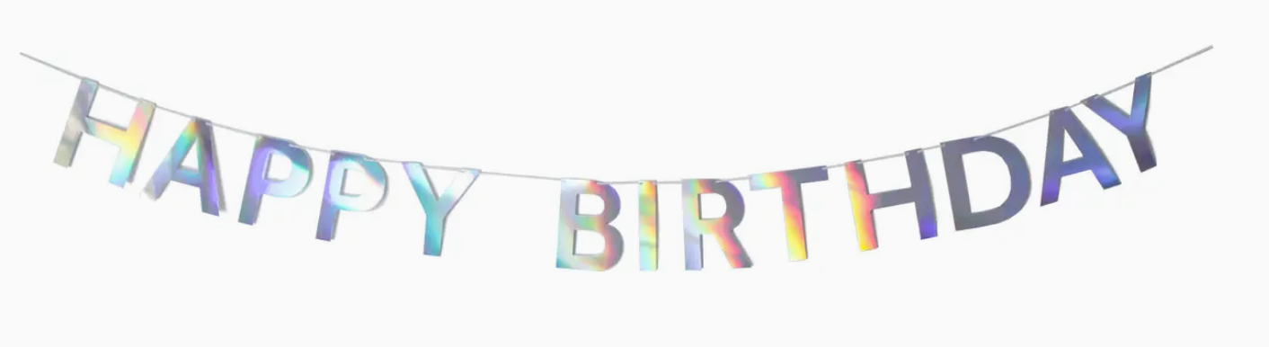 Holographic Happy Birthday Banner