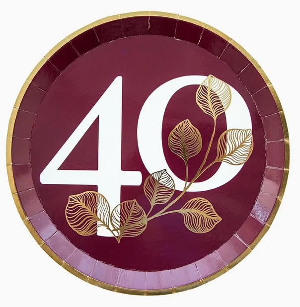 Milestone 40 Mauve Birthday Plates by Jollity & Co.