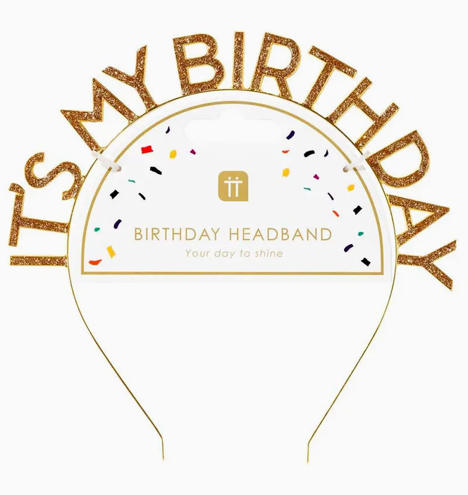 It's My Birthday Gold Headband