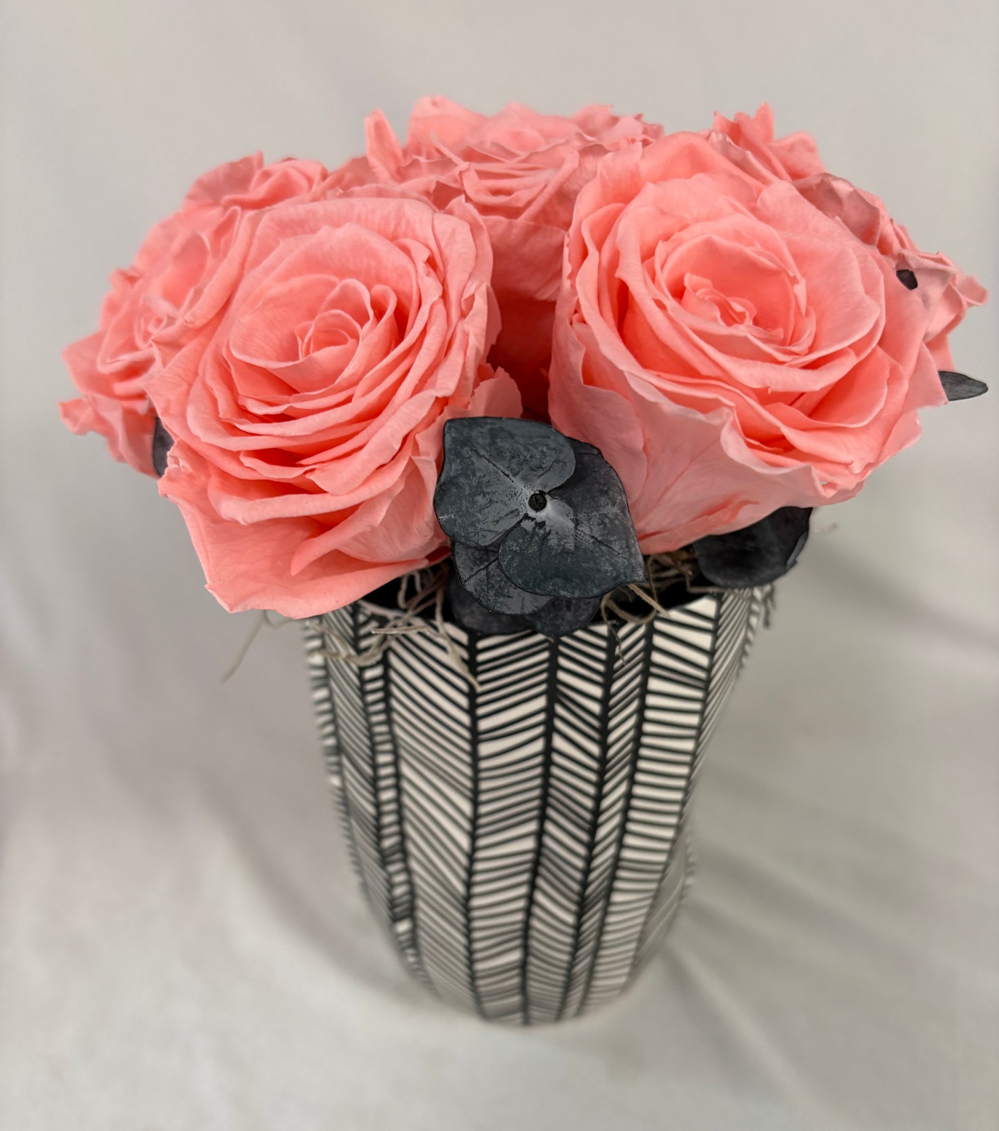 Black and White Modern Style Preserved Rose Arrangement (multiple styles & sizes)