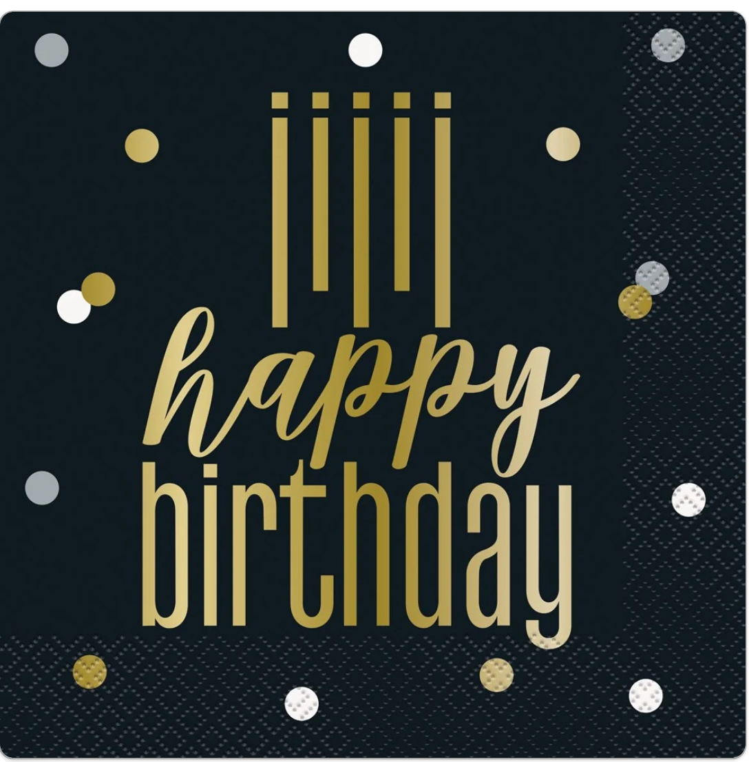 Metallic Happy Birthday Luncheon Napkins