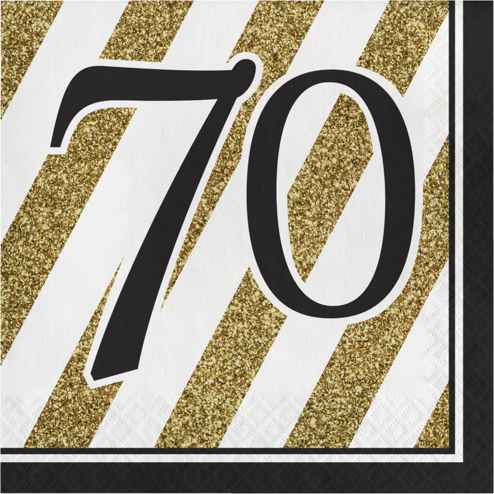 Black and Gold Milestone Birthday Luncheon Napkins
