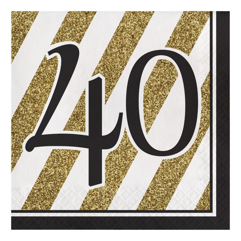 Black and Gold Milestone Birthday Luncheon Napkins