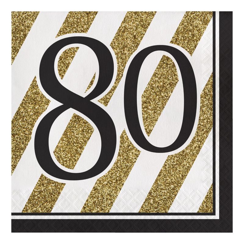 Black and Gold Milestone Birthday Luncheon Napkins