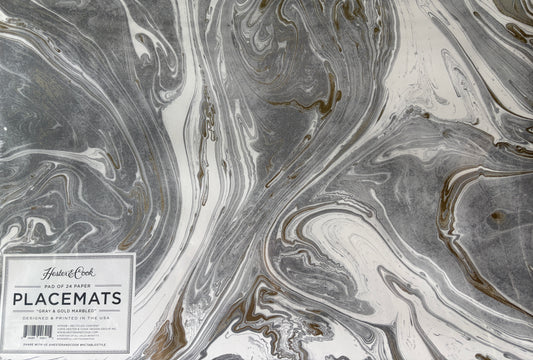 Hester & Cook Paper Placemats Gray and Gold Marble