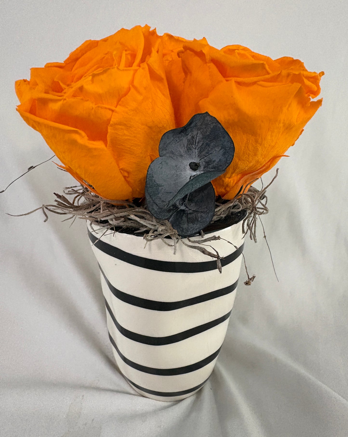 Black and White Modern Style Preserved Rose Arrangement (multiple styles & sizes)