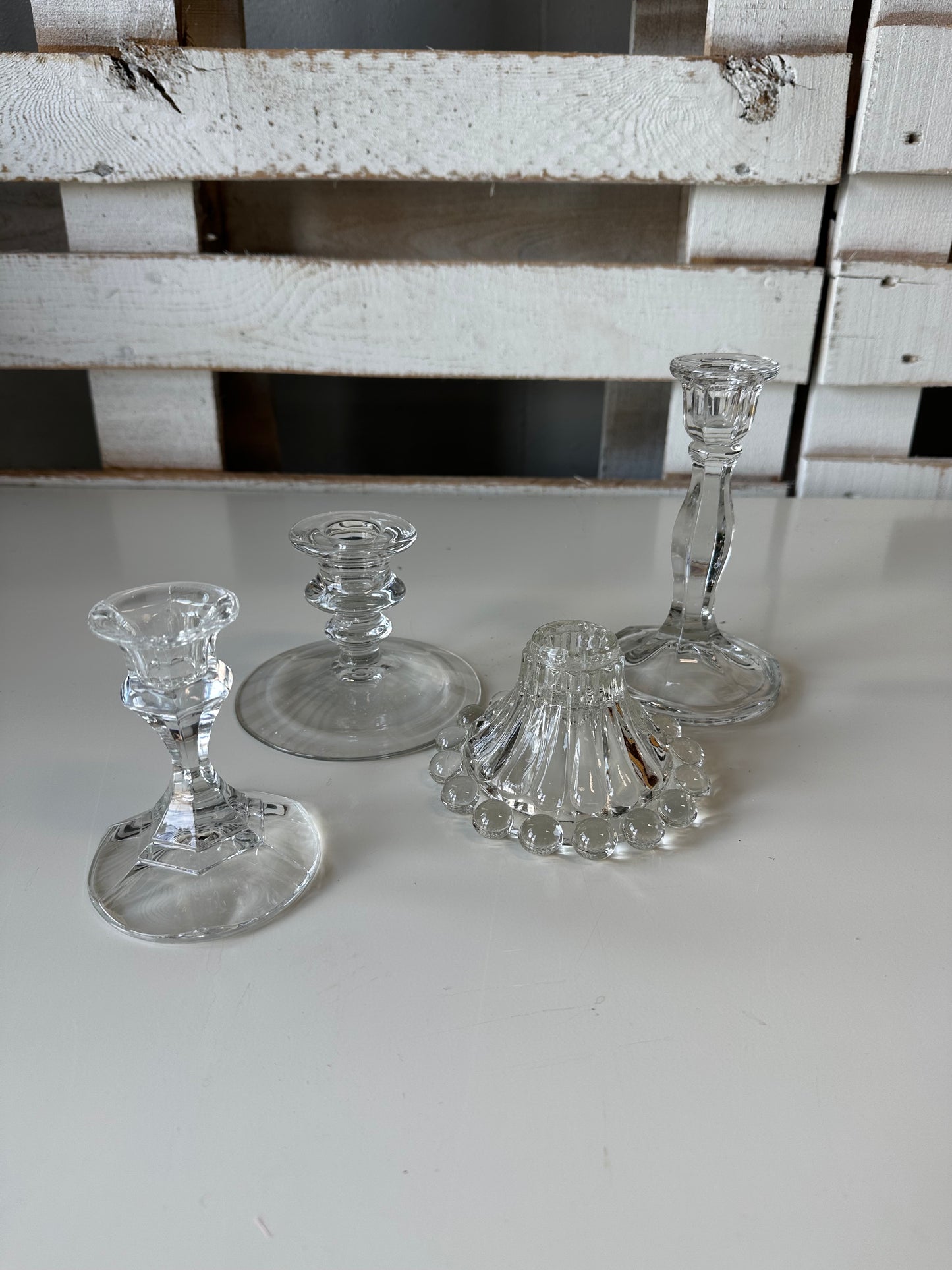 Assorted Glass Taper Candle Holders