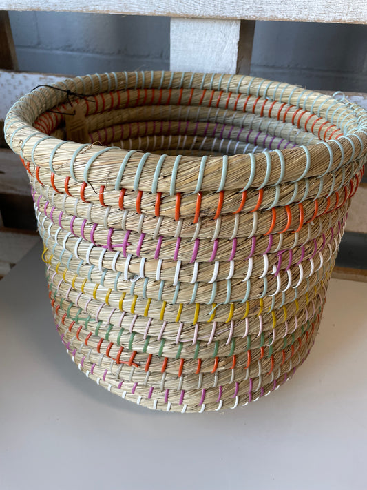 Handwoven Multicolor Grass Basket (2 sizes)