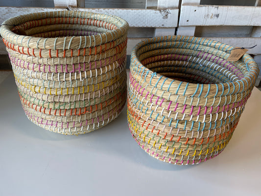 Handwoven Multicolor Grass Basket (2 sizes)