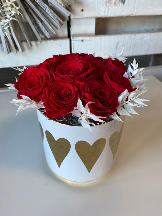 Valentine's Preserved Rose Arrangement, Dozen Roses