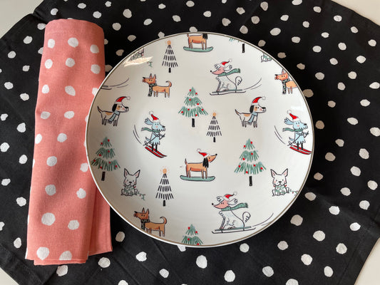 Holiday Dogs Stoneware Dinner Plates, set/4