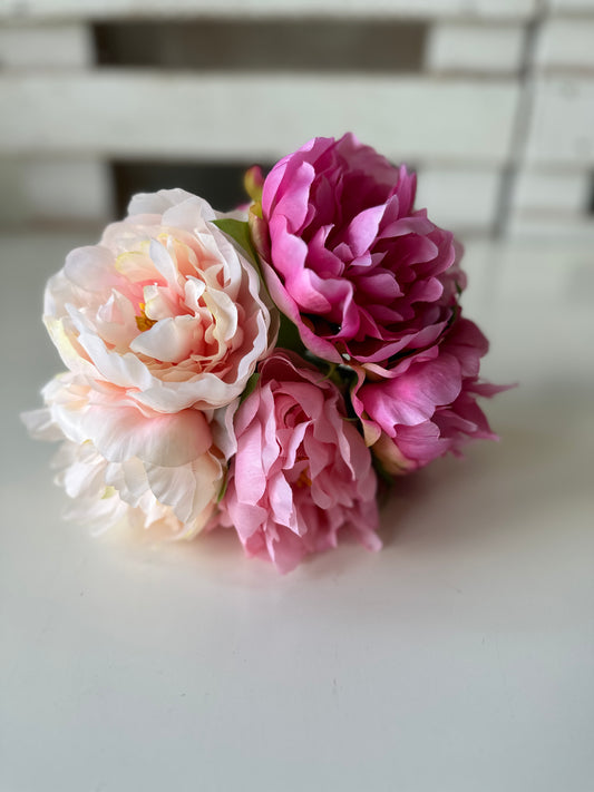 Silk Bouquet Shades of Pink Peonies