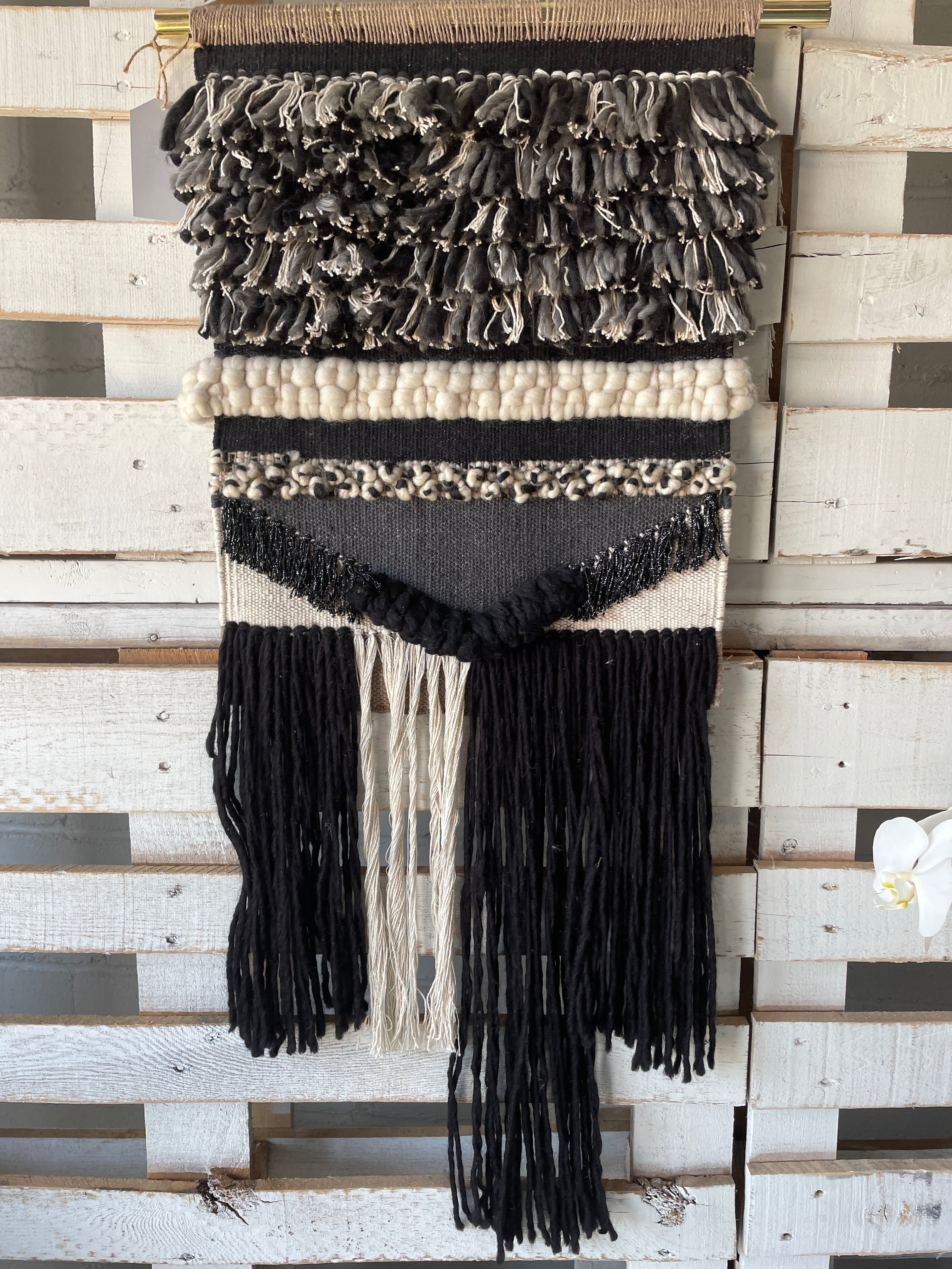 Black and white 2025 woven wall hanging